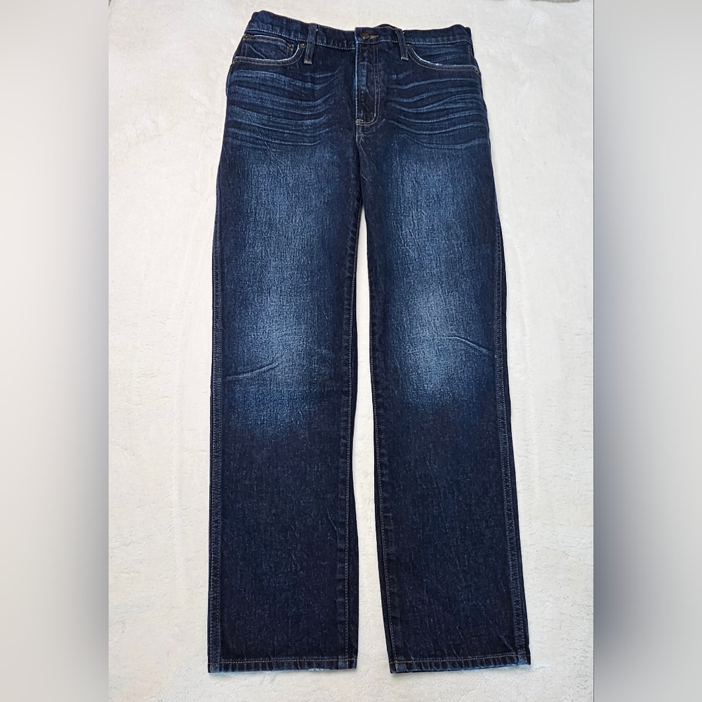 J. Crew Women's Straight Leg Jeans in Dark Wash Blue